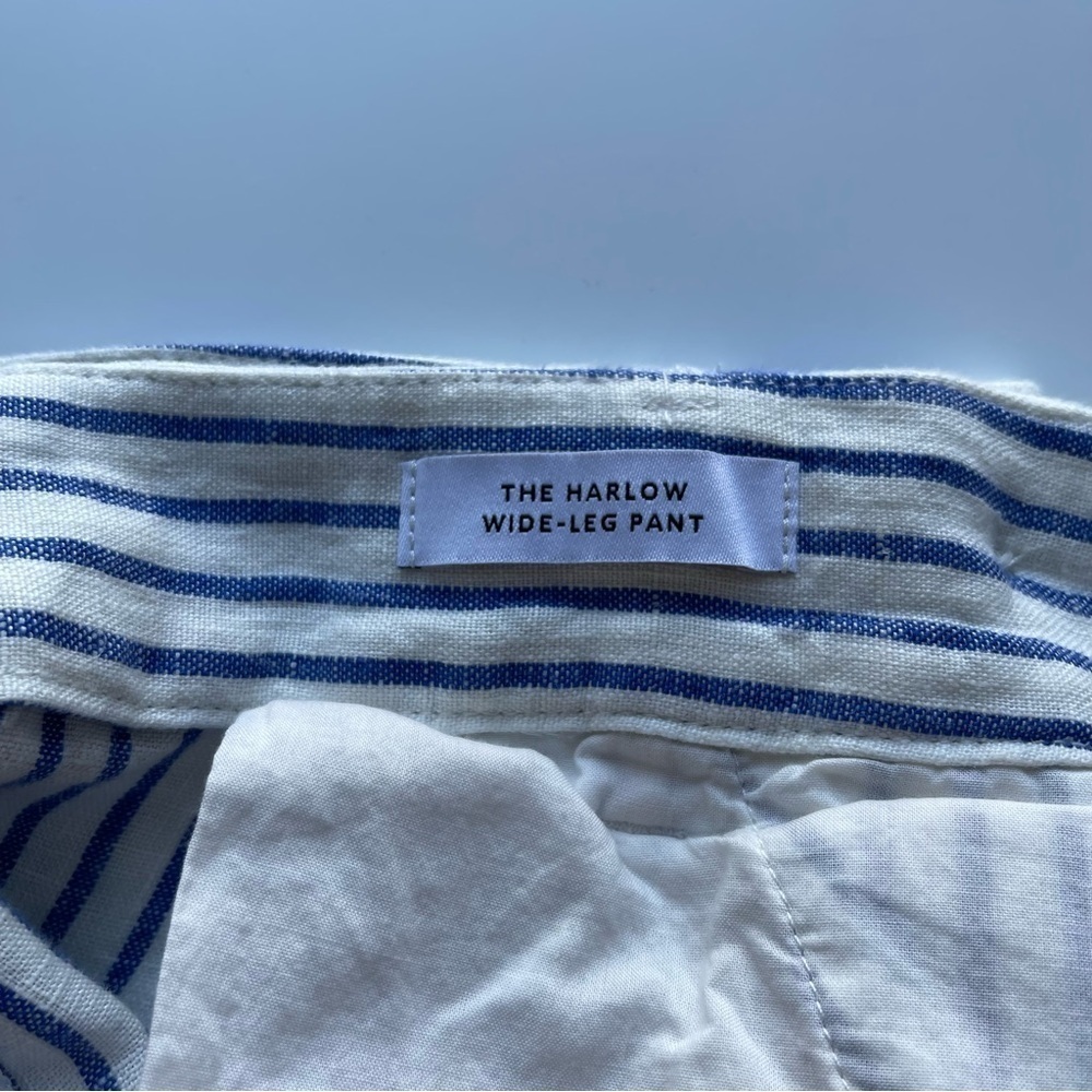 Madewell The Harlow Wide-Leg Pant in 100% Linen White/Blue Stripes Size 8 NWT - Picture 10 of 11